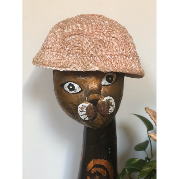 I. Magnin Vtg Pale Pink Hat w Sequins 40’s 50’s - Picture 4 of 8